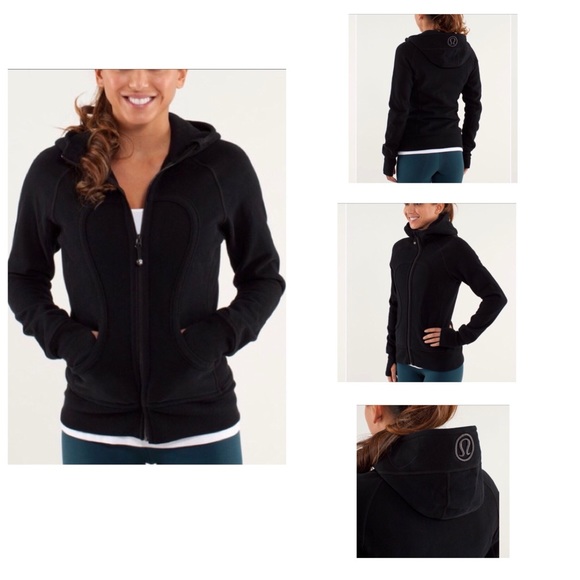 lululemon athletica Tops - Lululemon Black Cotton Fleece Scuba Hoodie Size 2